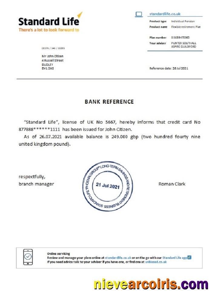 United Kingdom Standard Life reference